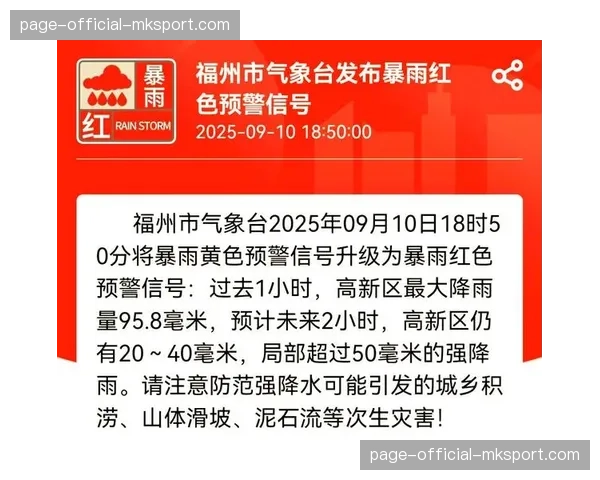 天气预警：周末多场比赛可能因暴雨天气受到影响